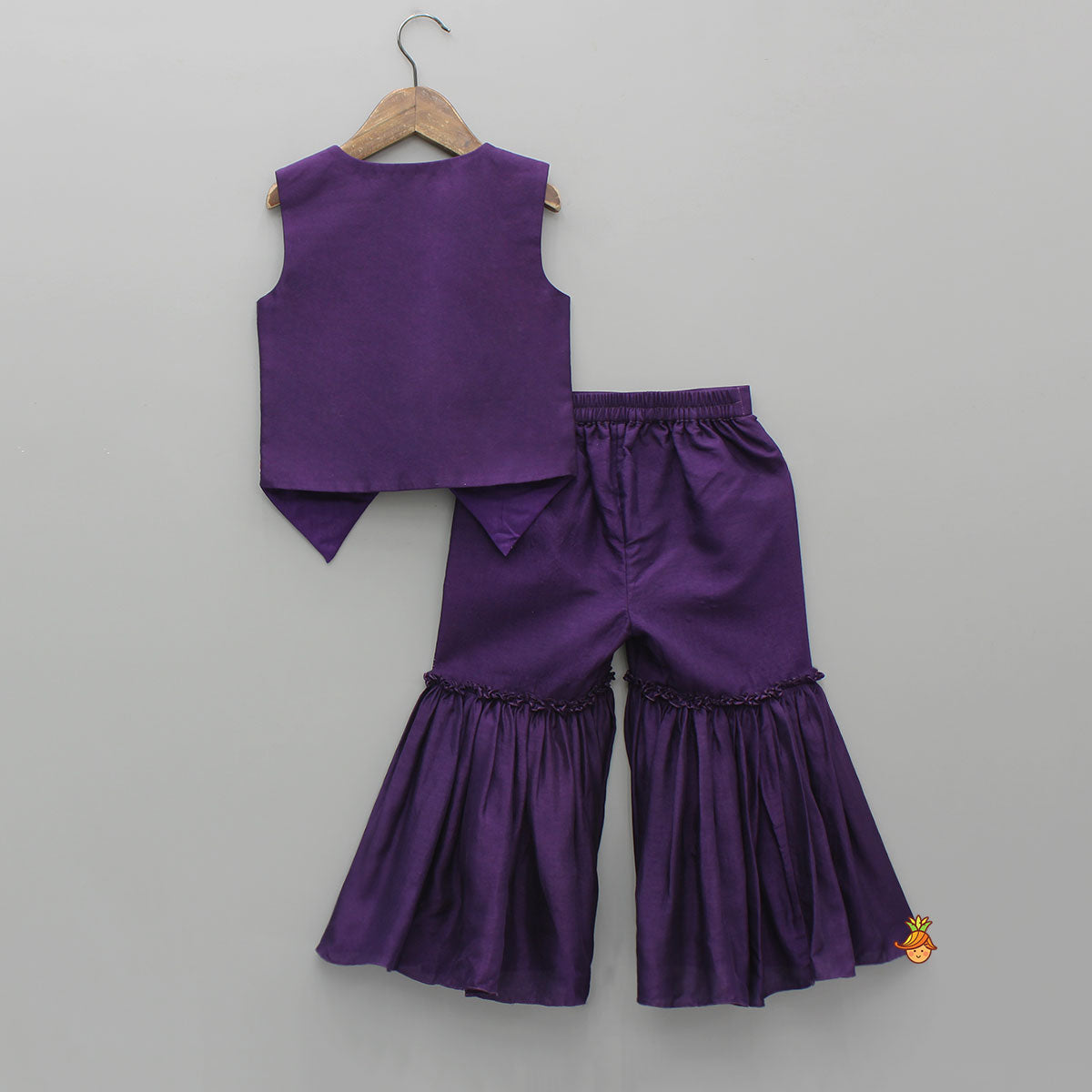 Purple Swan Embroidered Vest Top With Sharara