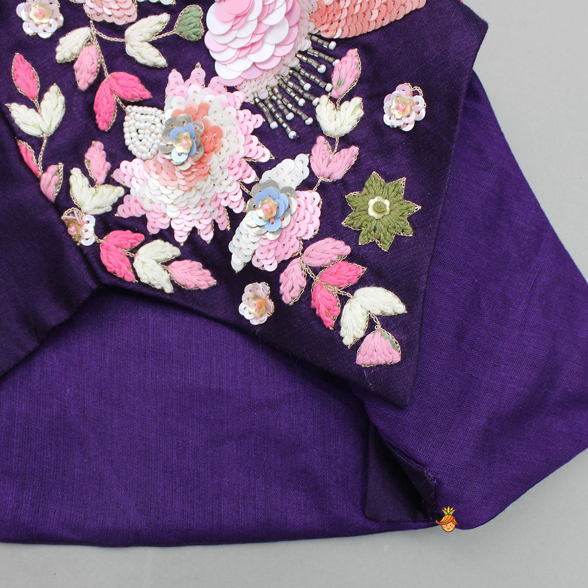 Purple Swan Embroidered Vest Top With Sharara