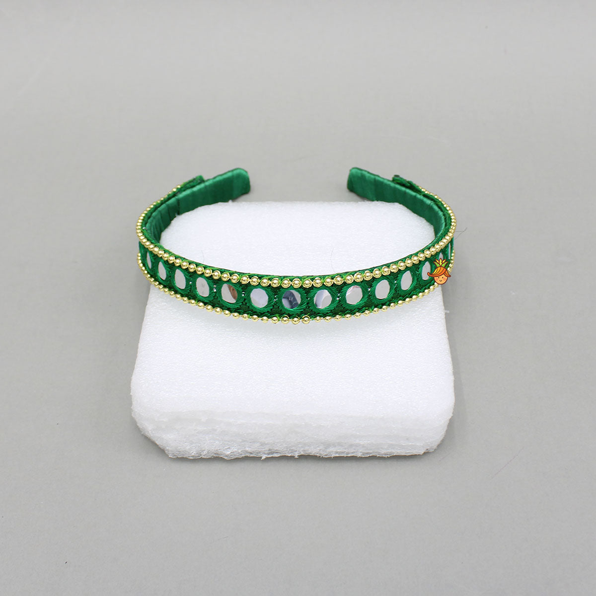 Faux Mirror Work Green Hair Band