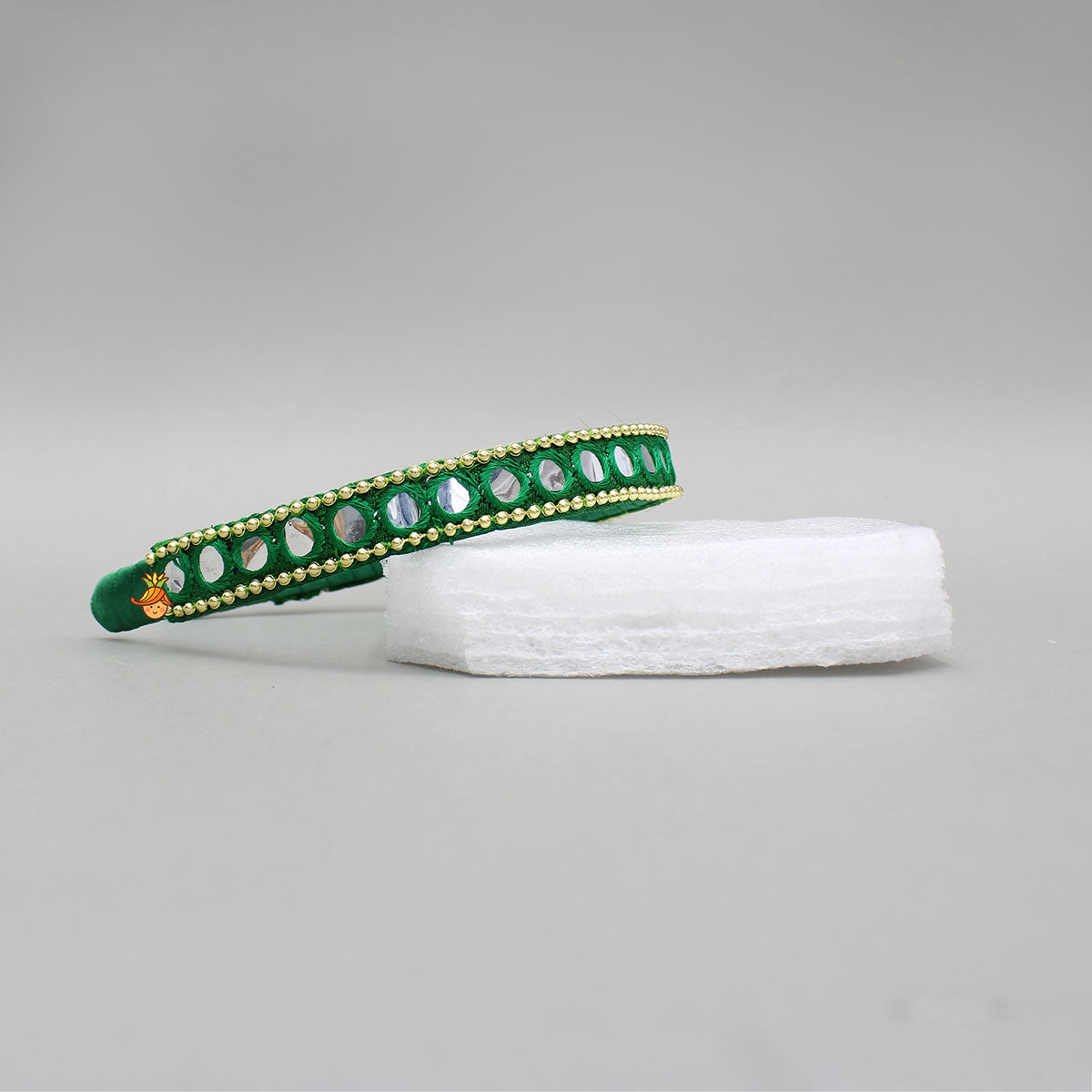 Faux Mirror Work Green Hair Band