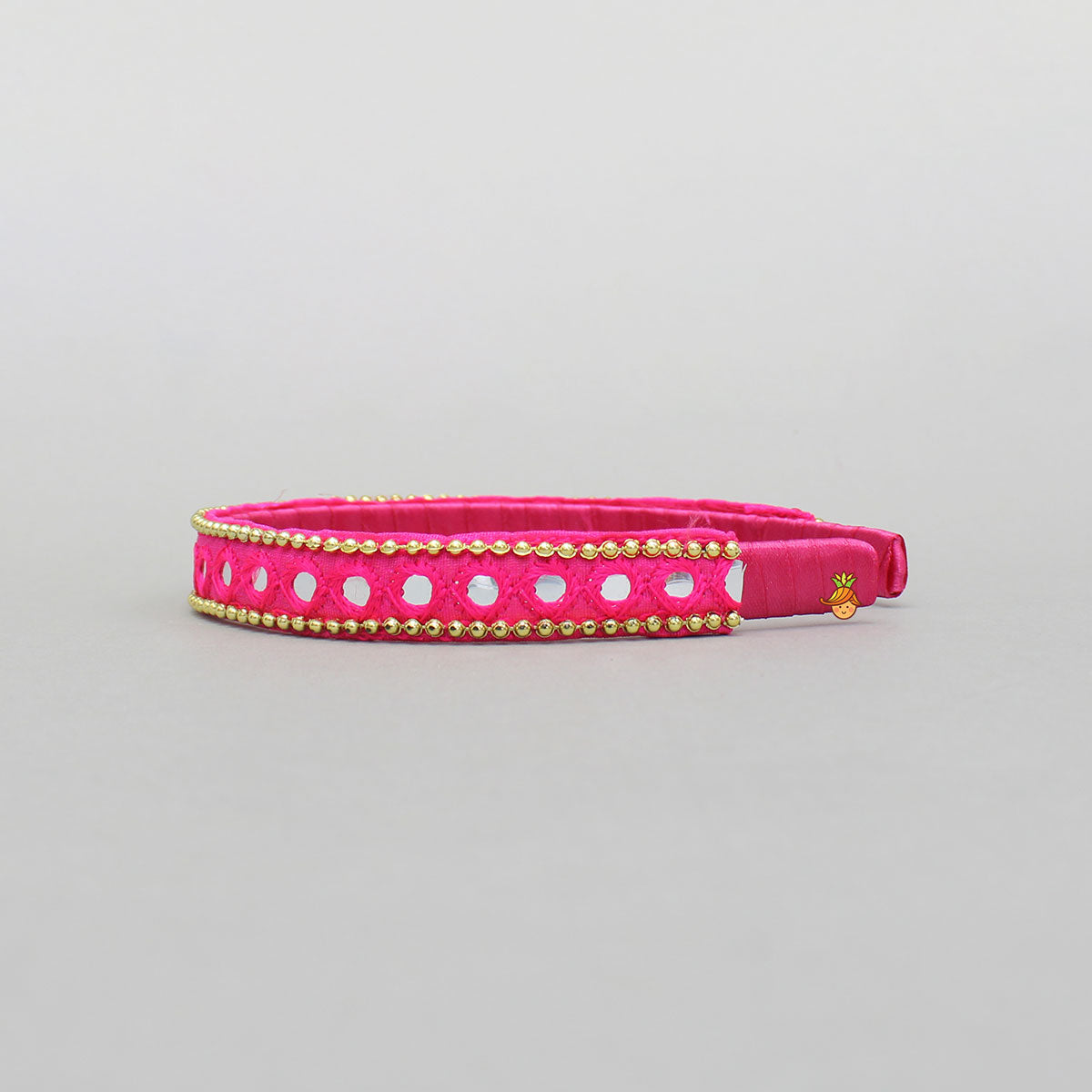 Faux Mirror Work Pink Hair Band