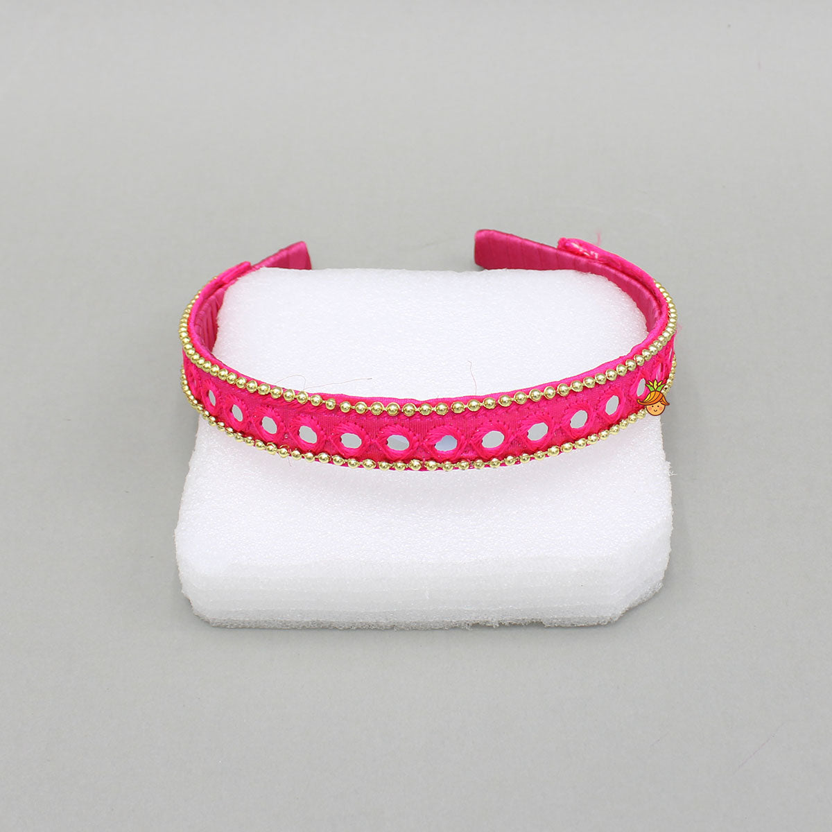 Faux Mirror Work Pink Hair Band