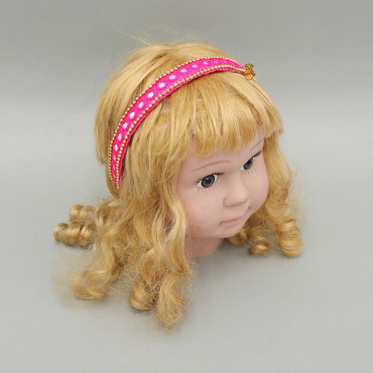 Faux Mirror Work Pink Hair Band