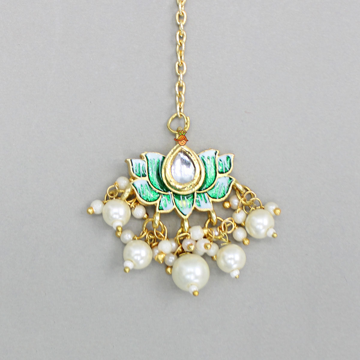 Ethnic Embellished Green Floral Maang Tikka
