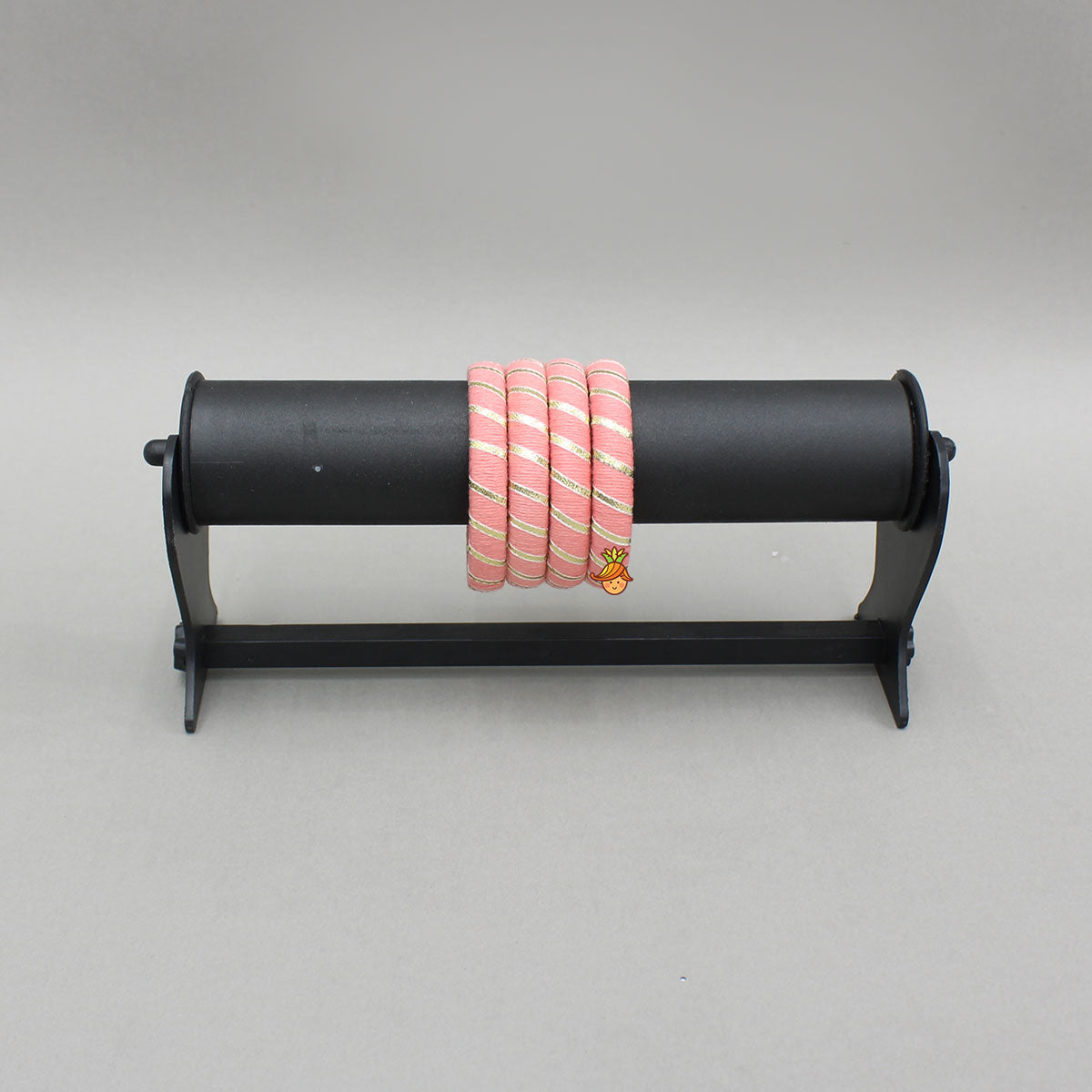Gota Lace-Embellished Peach Thread Bangles