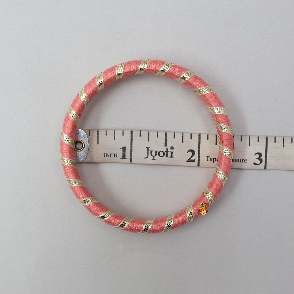 Gota Lace-Embellished Peach Thread Bangles