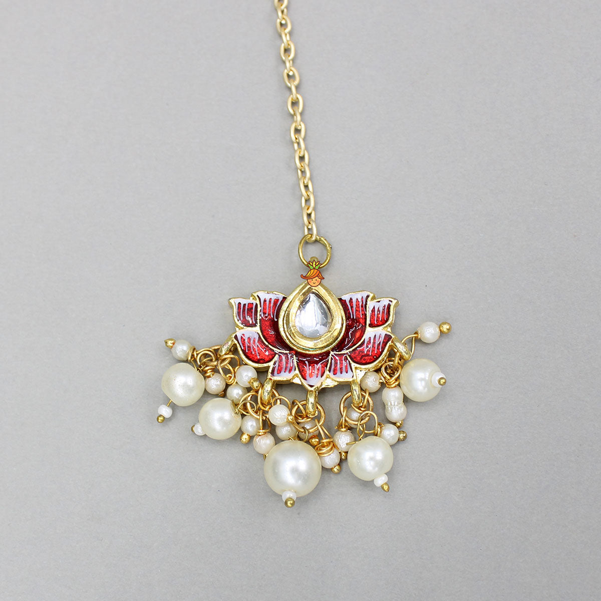 Ethnic Embellished Red Floral Maang Tikka