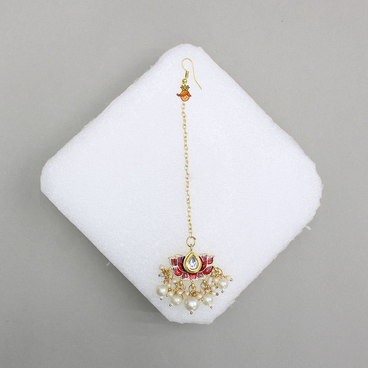 Ethnic Embellished Red Floral Maang Tikka