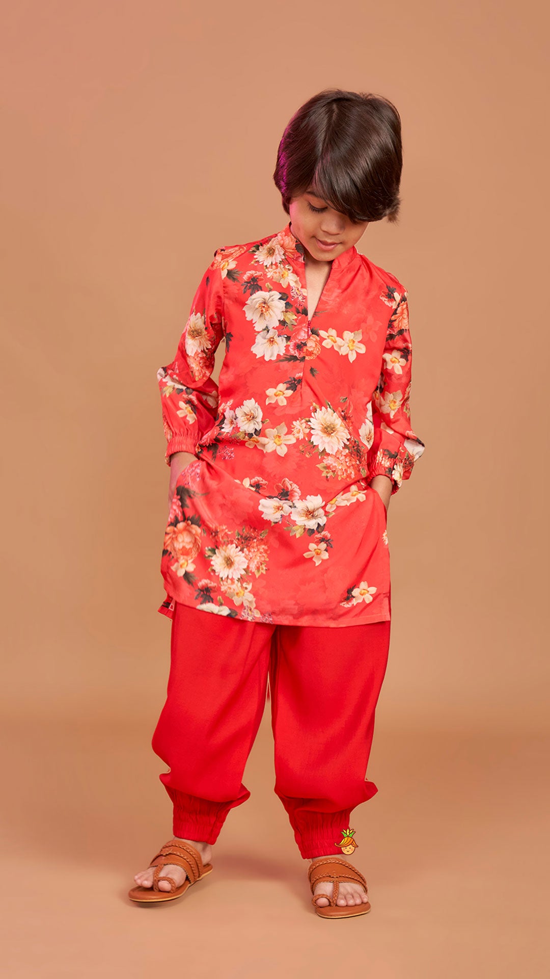 Multicolour Floral Printed Kurta With Jogger Style Pyjama