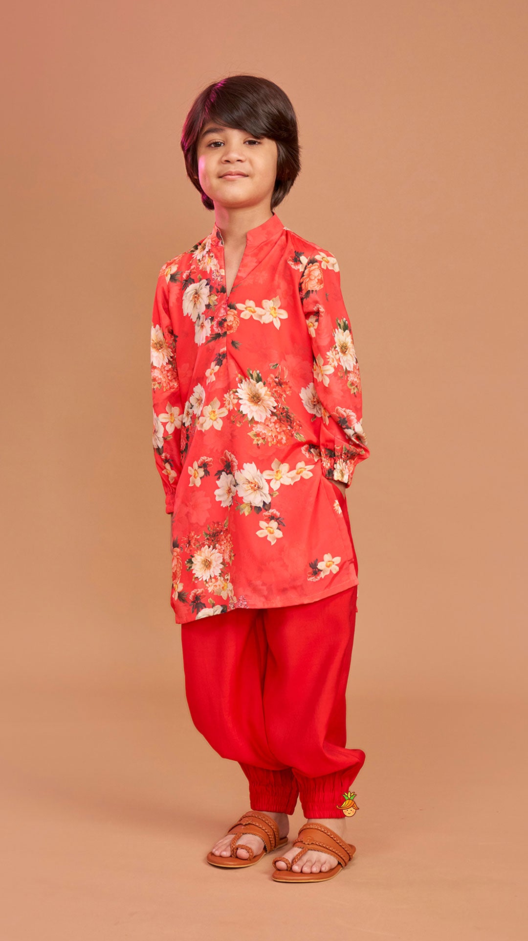 Multicolour Floral Printed Kurta With Jogger Style Pyjama