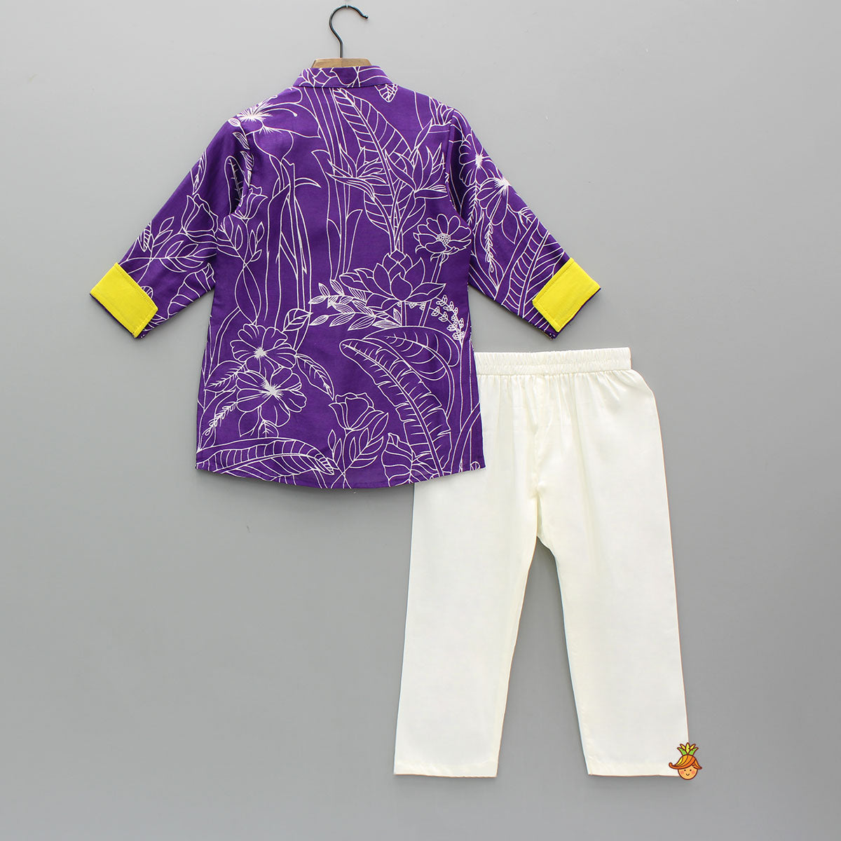 Floral Printed Purple Kurta With Pyjama
