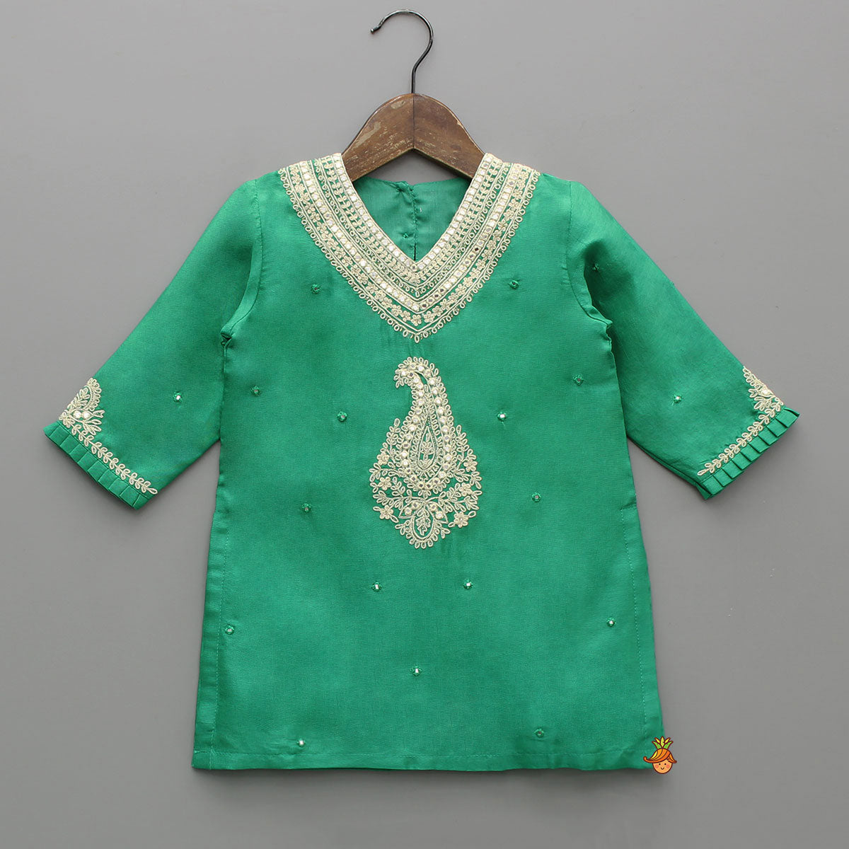 Beautiful Mirror And Thread Embroidered Kurti With Pant
