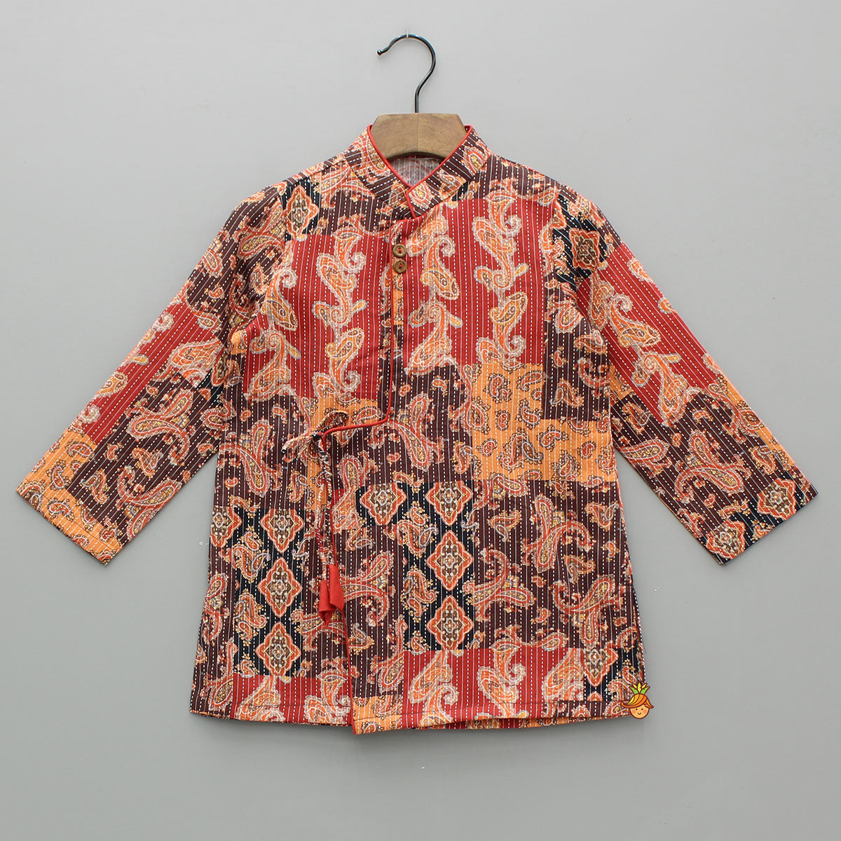 Multicolour Printed Asymmetrical Kurta With Pyjama