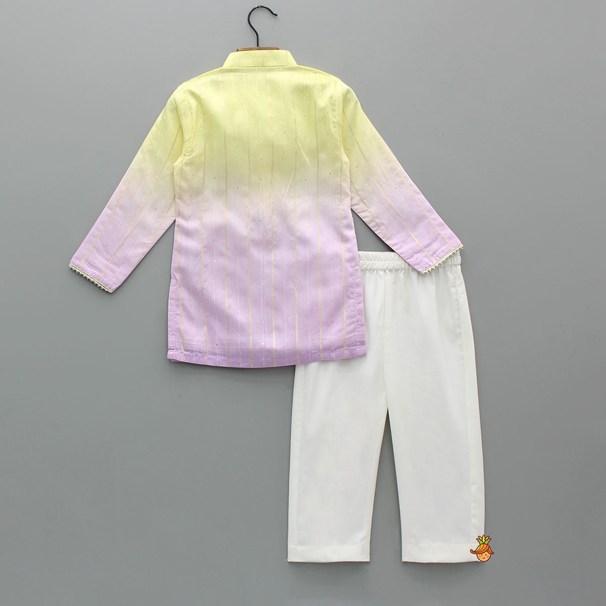 Ombre Lace Work Decorative Kurta With Pyjama