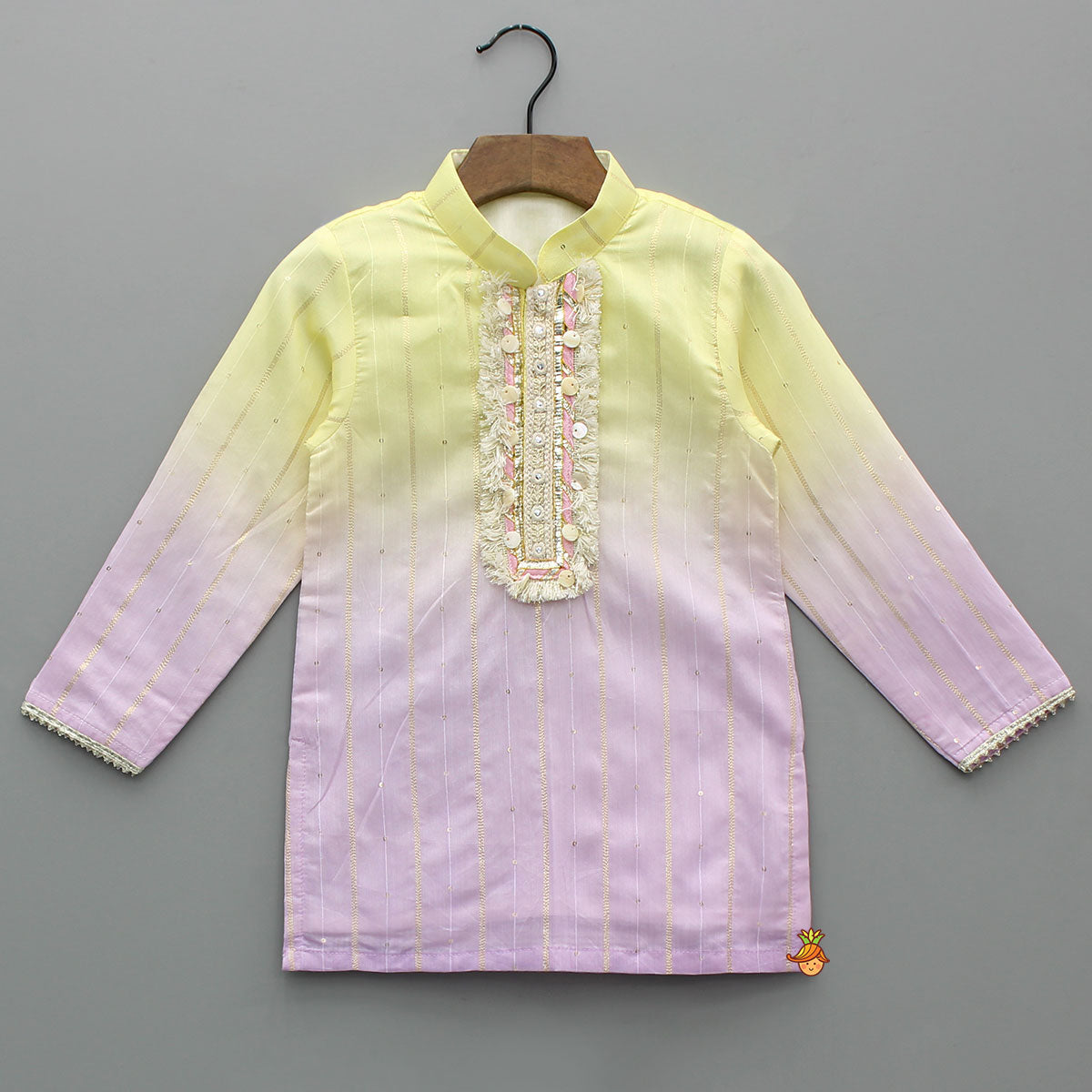 Ombre Lace Work Decorative Kurta With Pyjama