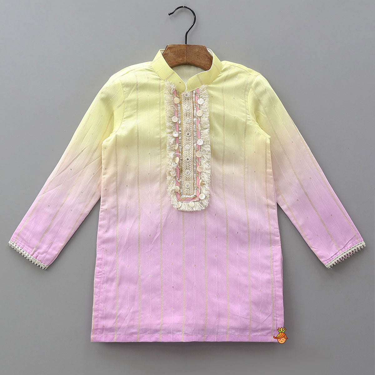 Ombre Lace Work Decorative Kurta With Pyjama