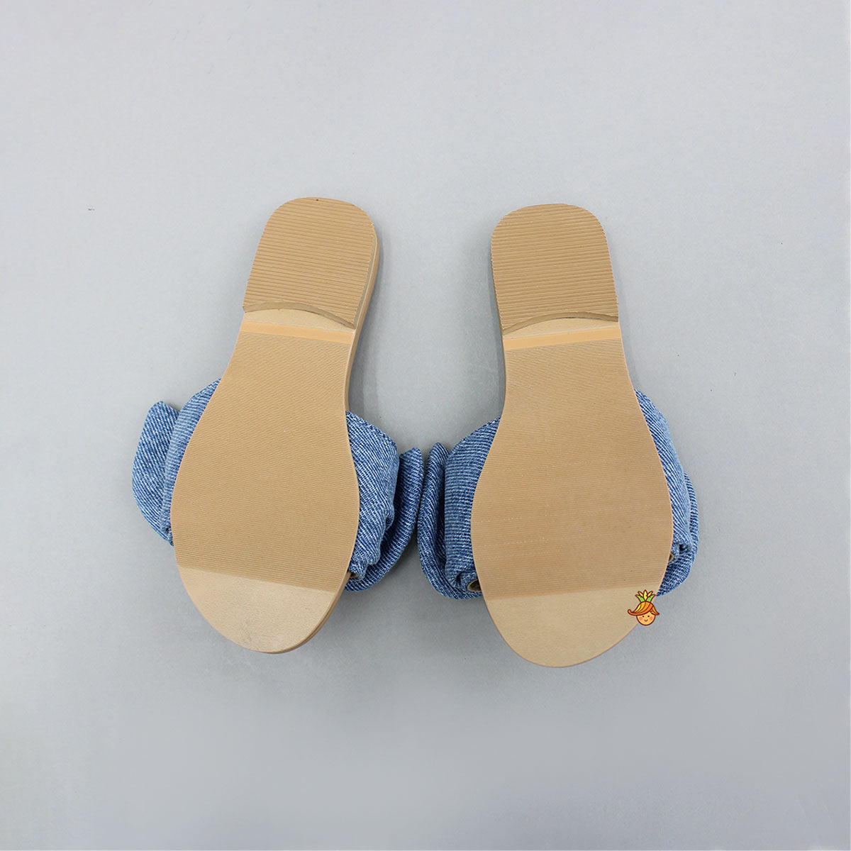 Cute Denim Bow Adorned Flats