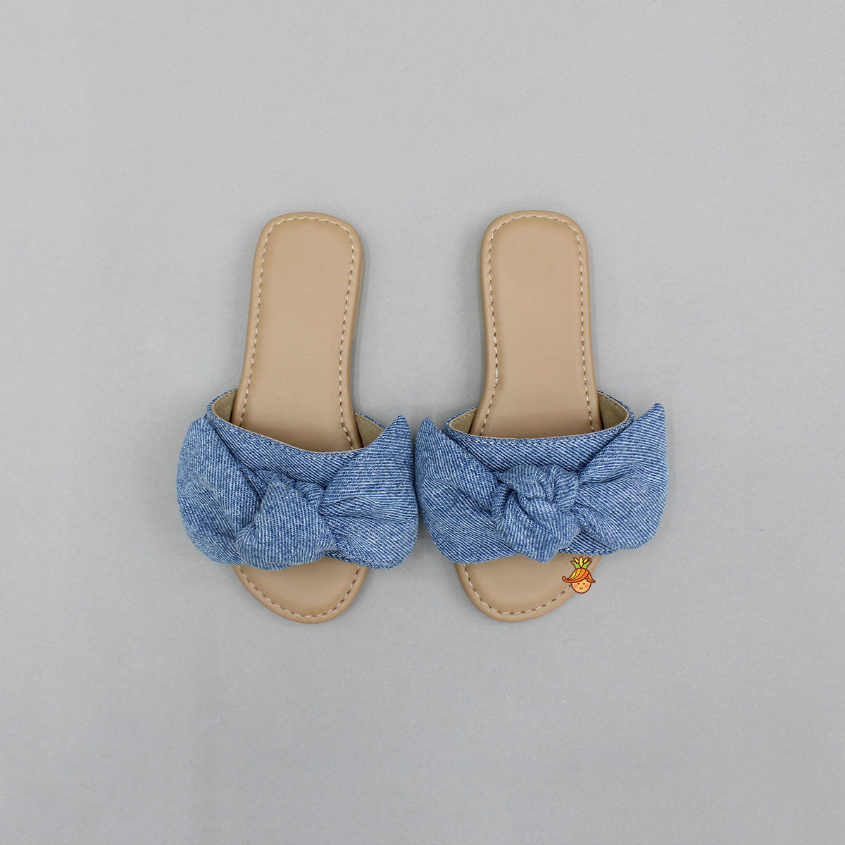 Cute Denim Bow Adorned Flats