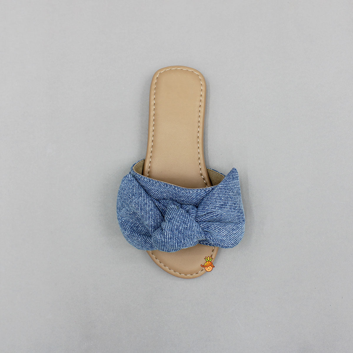 Cute Denim Bow Adorned Flats