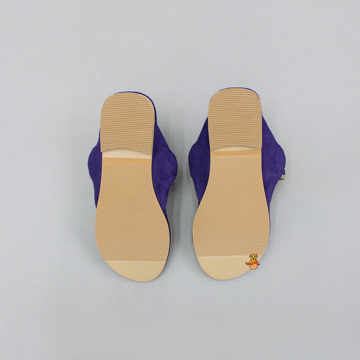 Purple Floral Braided Kolhapuri Flats