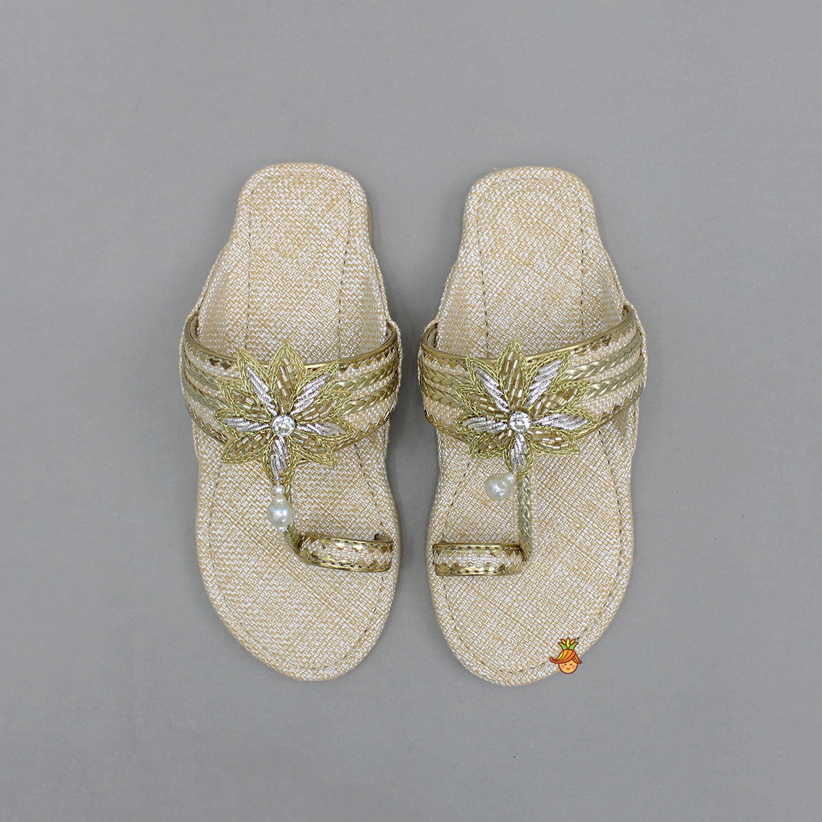 Floral Detailed Embellished Kolhapuri Flats
