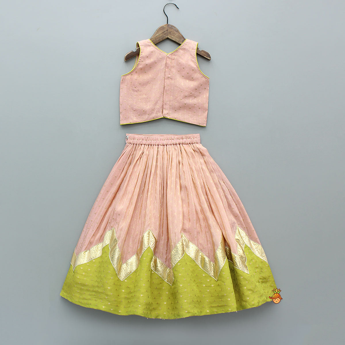 Shimmery Intricate Floral Embroidered Top With Flared Shimmery Lehenga