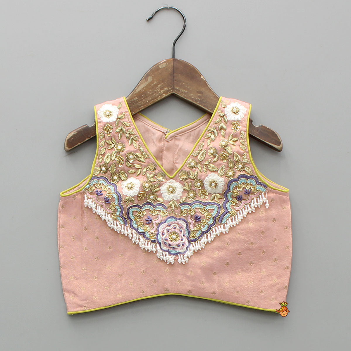 Shimmery Intricate Floral Embroidered Top With Flared Shimmery Lehenga