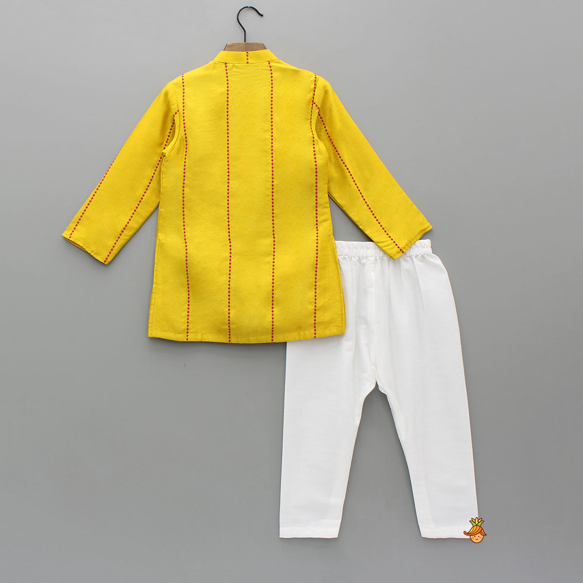 Faux Jacket Style Faux Mirror Embroidered Kurta And Pyjama