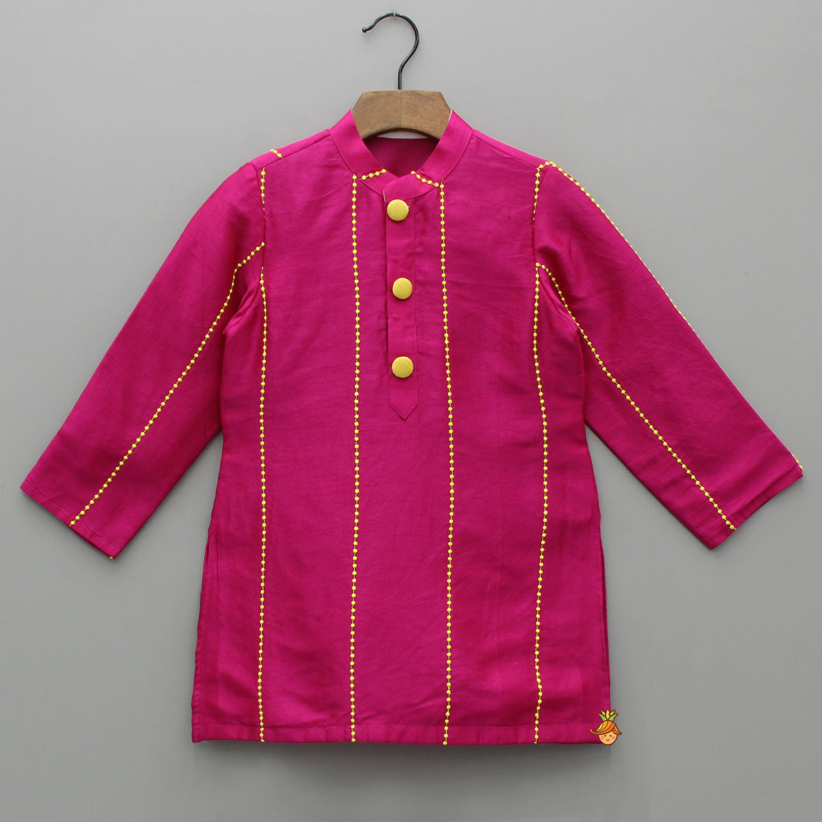 Pink Kurta With Polka Dots Embroidered Jacket And Pyjama