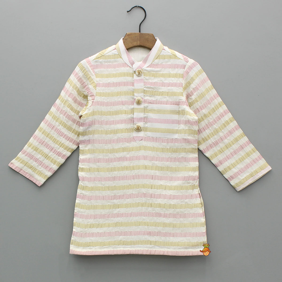Multicolour Shimmer Stripe Kurta And Pyjama