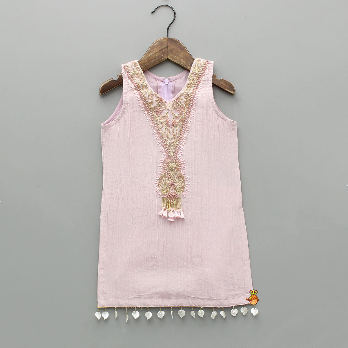 Sleeveless Beads Embroidered Embellished Kurti With Shimmery Palazzo