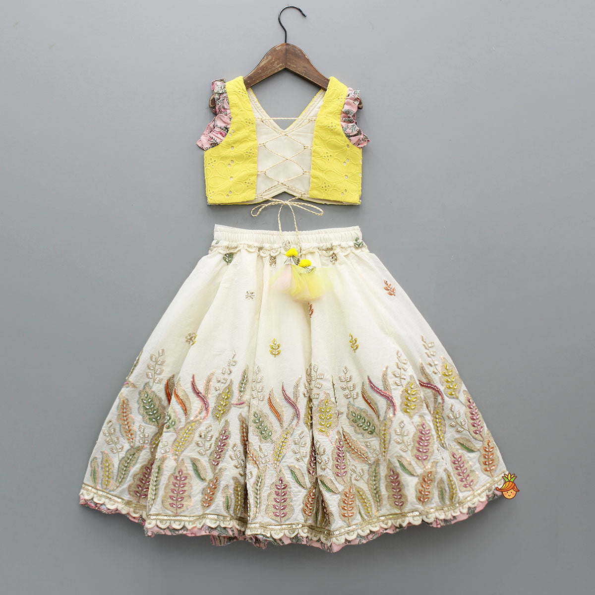 Gorgeous Embroidered Yellow Top With Embroidered Lehenga And Dupatta