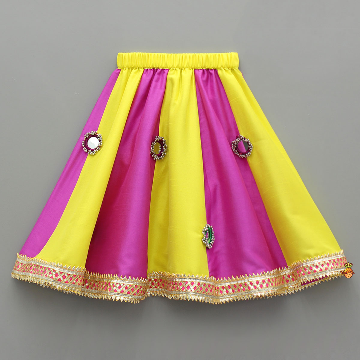 Stylish Mirror Embellished Halter Neck Top With Lehenga And Dupatta