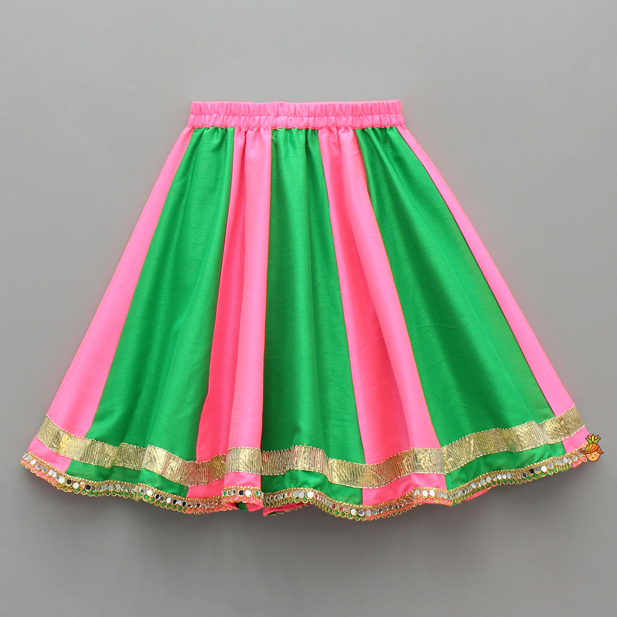Stunning Shell Embellished Crop Top With Neon Lehenga And Dupatta
