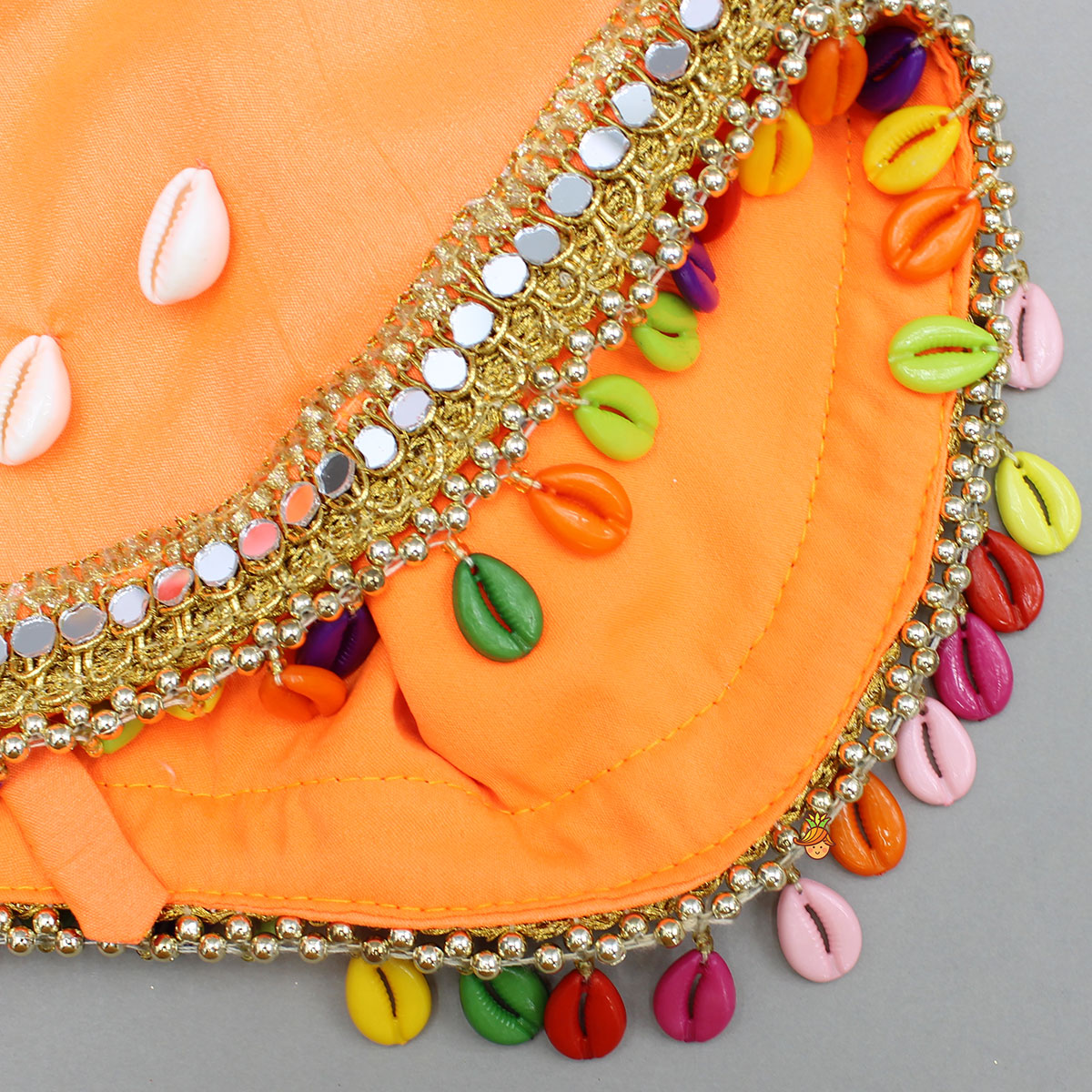 Stunning Shell Embellished Crop Top With Neon Lehenga And Dupatta