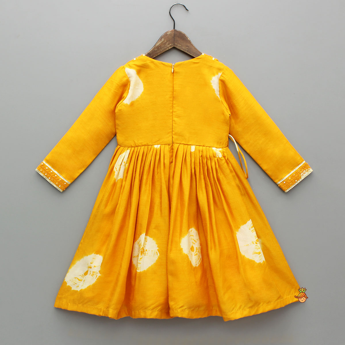 Yellow Angarkha Style Lace Detailed Anarkali With Dupatta