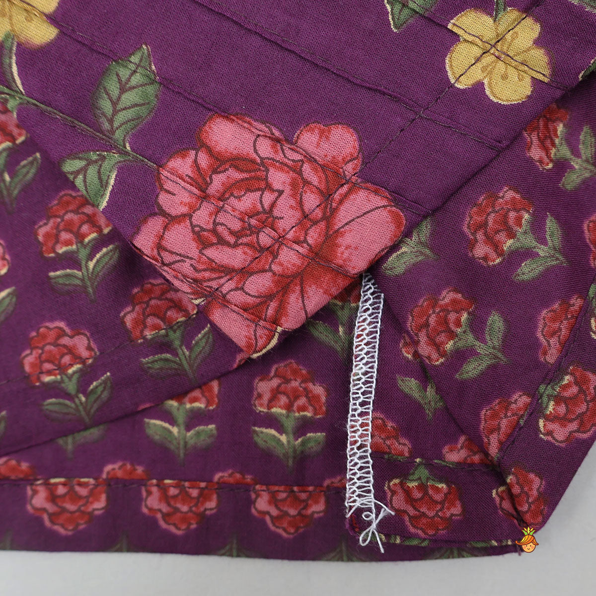Floral Printed Pin Tuck Detailed Purple Top With Matching Lehenga