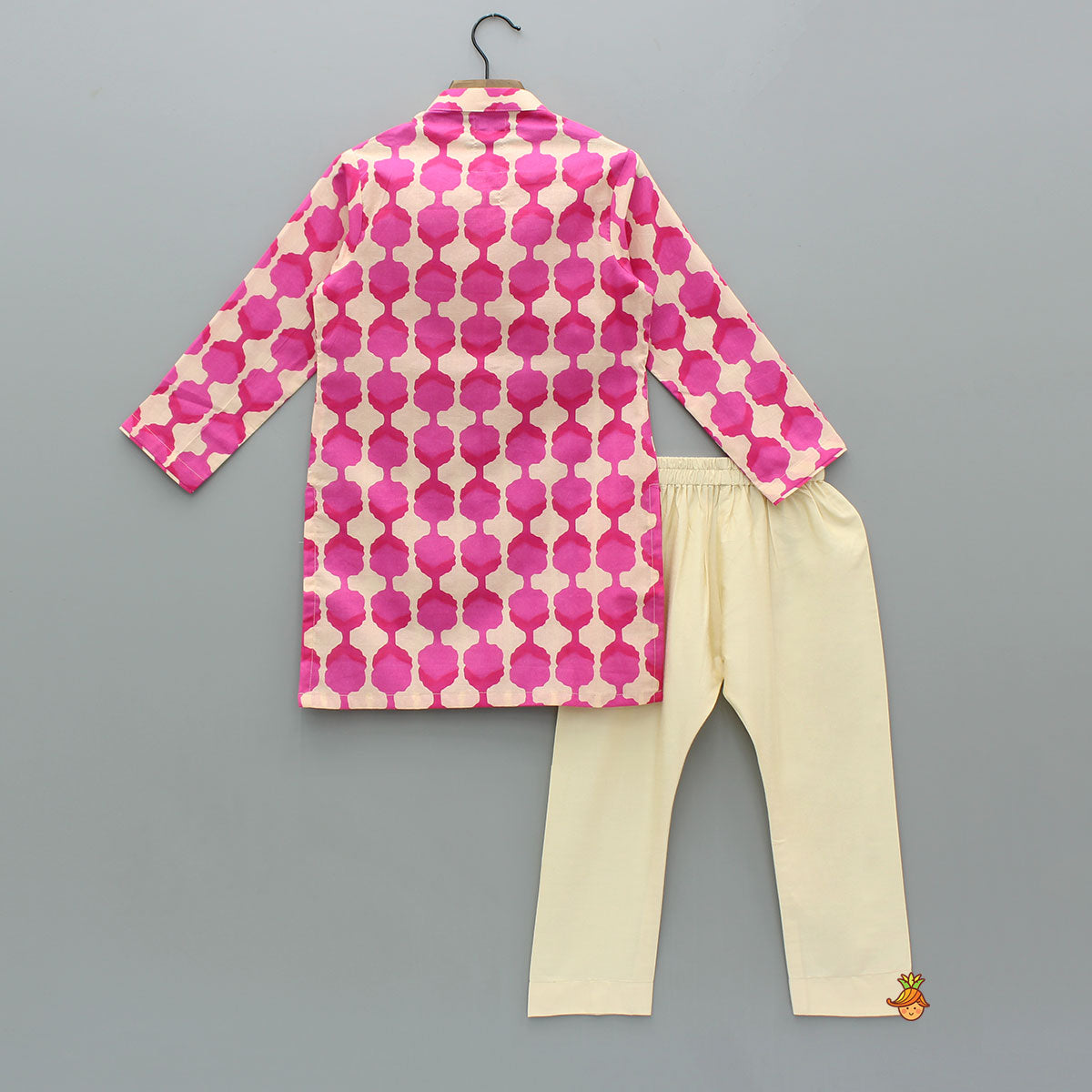 Embroidered Placket Pink Kurta With Pyjama