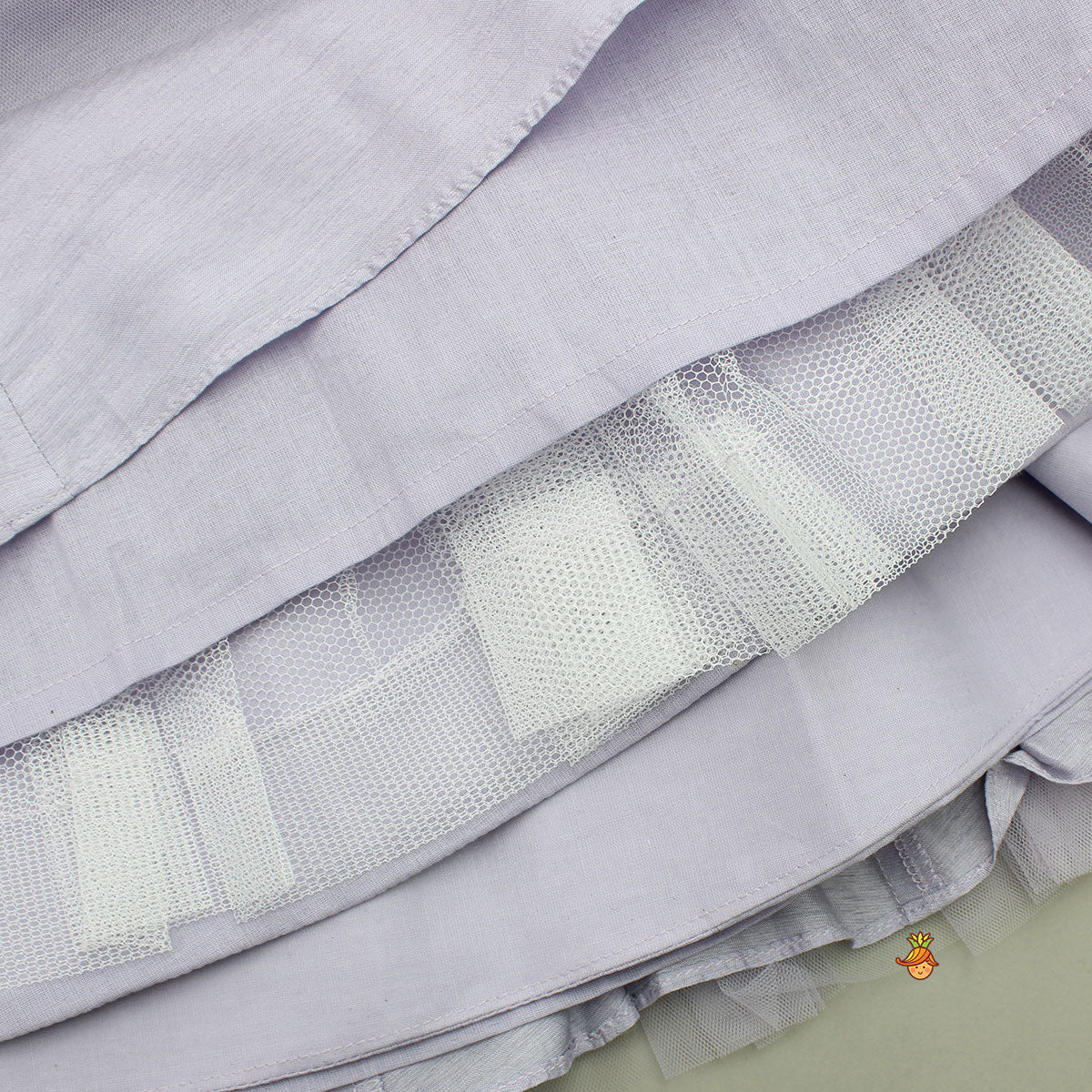 Lavender Bow Adorned Sleeveless Embroidered Top With Lehenga