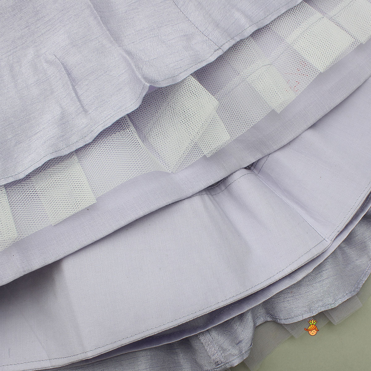 Lavender Bow Adorned Sleeveless Embroidered Top With Lehenga