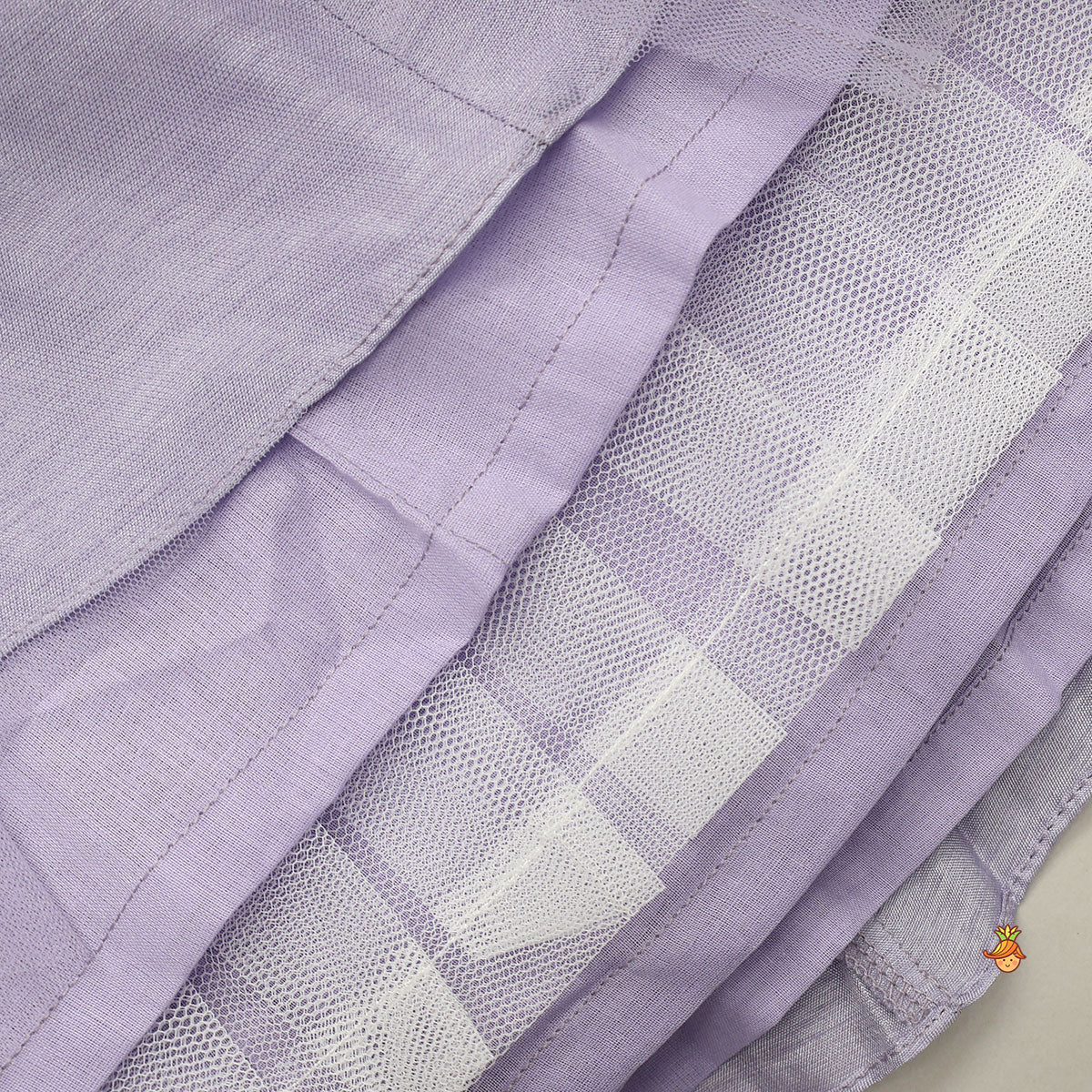 Lavender Bow Adorned Sleeveless Embroidered Top With Lehenga