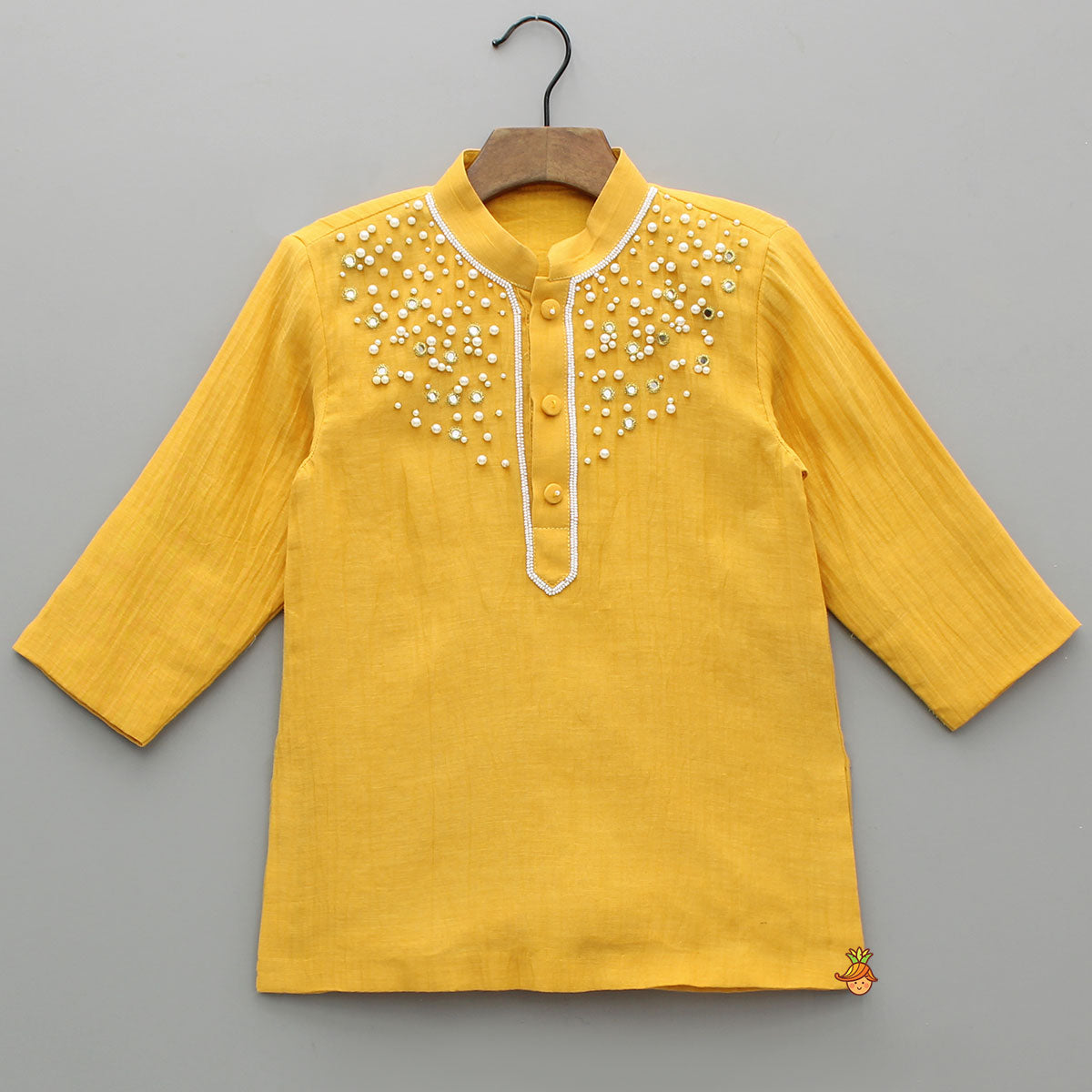 Beads And Mirror Work Kurta With Pyjama