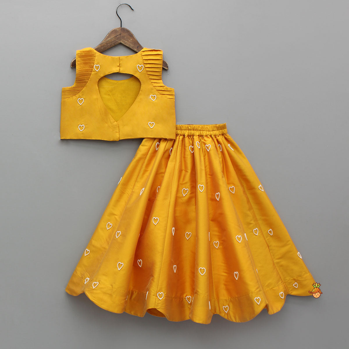 Little Hearts Embroidered Top With Hearts Embroidered Lehenga