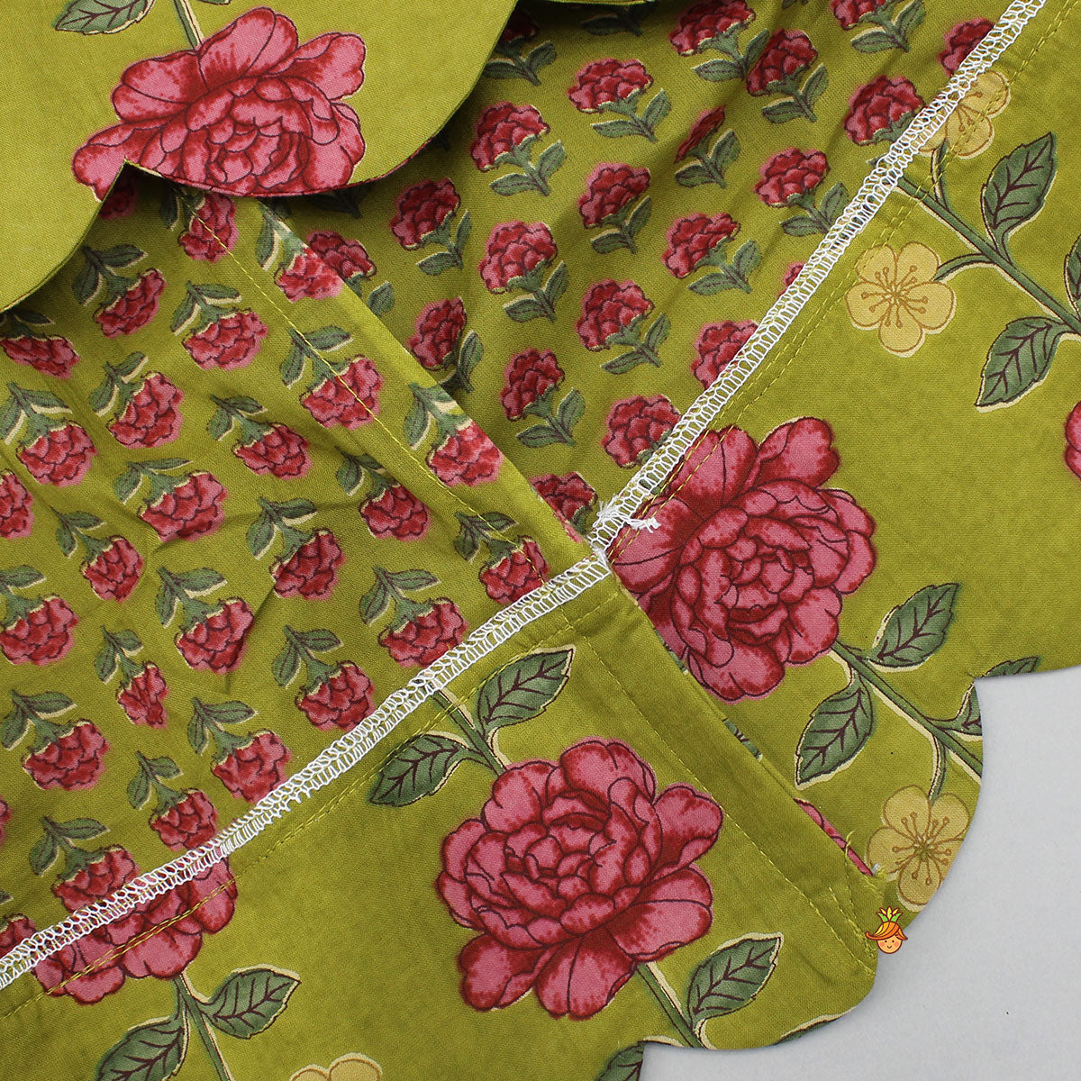 Floral Printed Pin Tuck Detailed Top With Lehenga