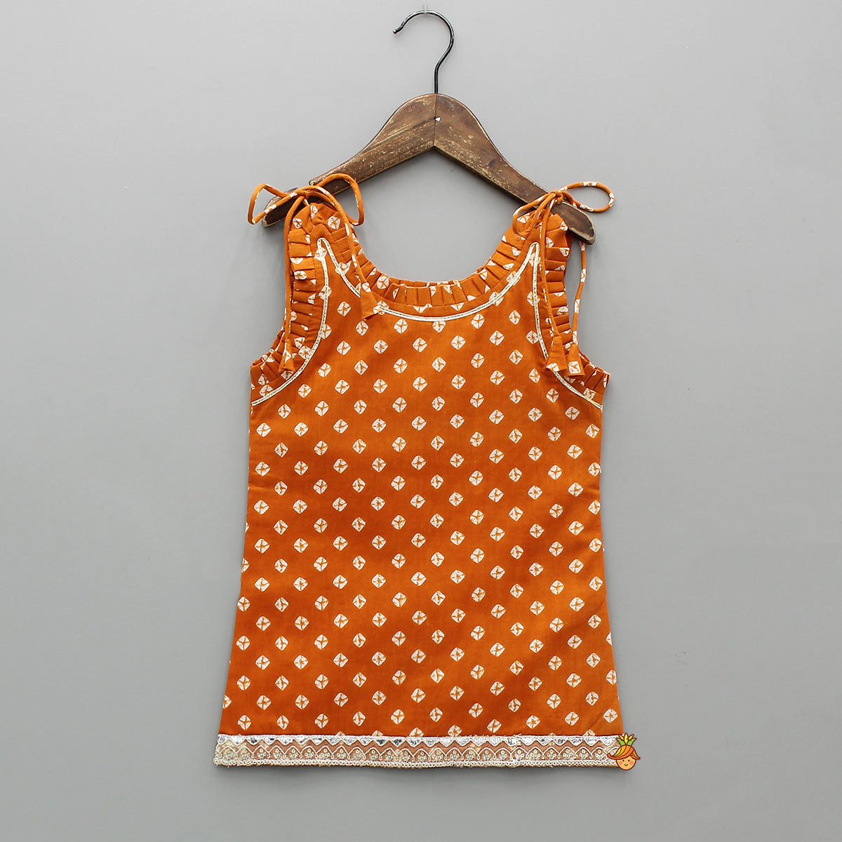 Stunning Bandhani-Printed Ethnic Kurti With Leheriya Sharara And Matching Dupatta