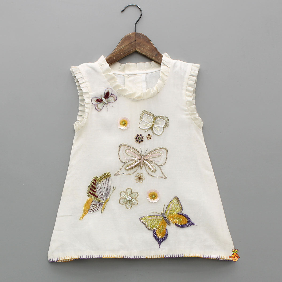 Intricate Butterfly Embroidered Kurti And Sharara