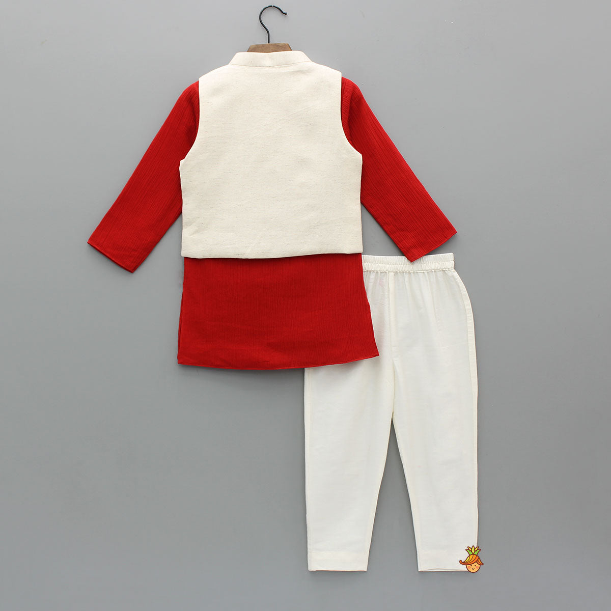 Ethnic Kurta With Embroidered Asymmetric Jacket And Pyjama