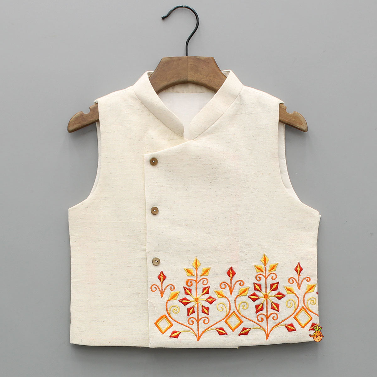 Ethnic Kurta With Embroidered Asymmetric Jacket And Pyjama