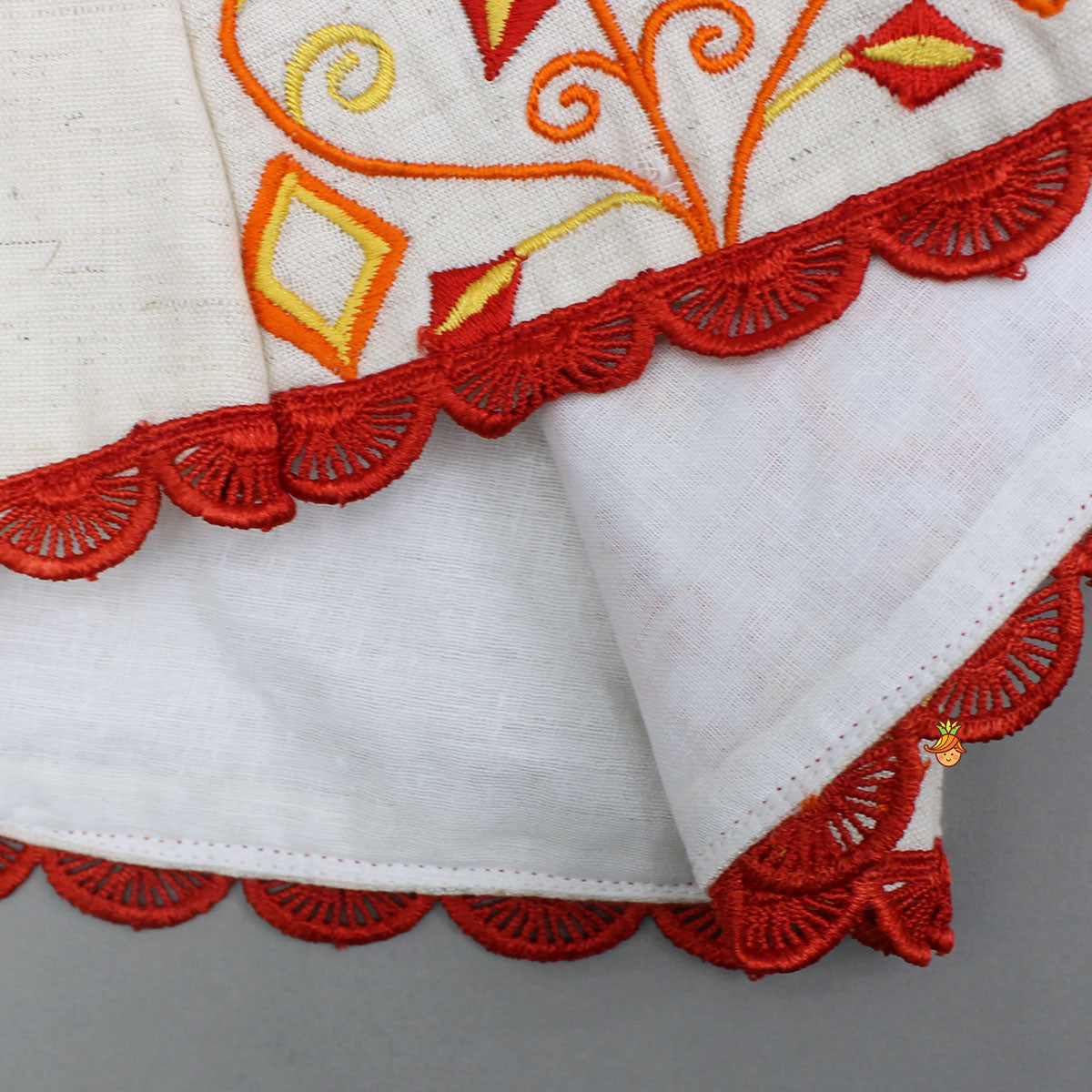 Tie Up Strappy Embroidered Top With Tiered Lehenga