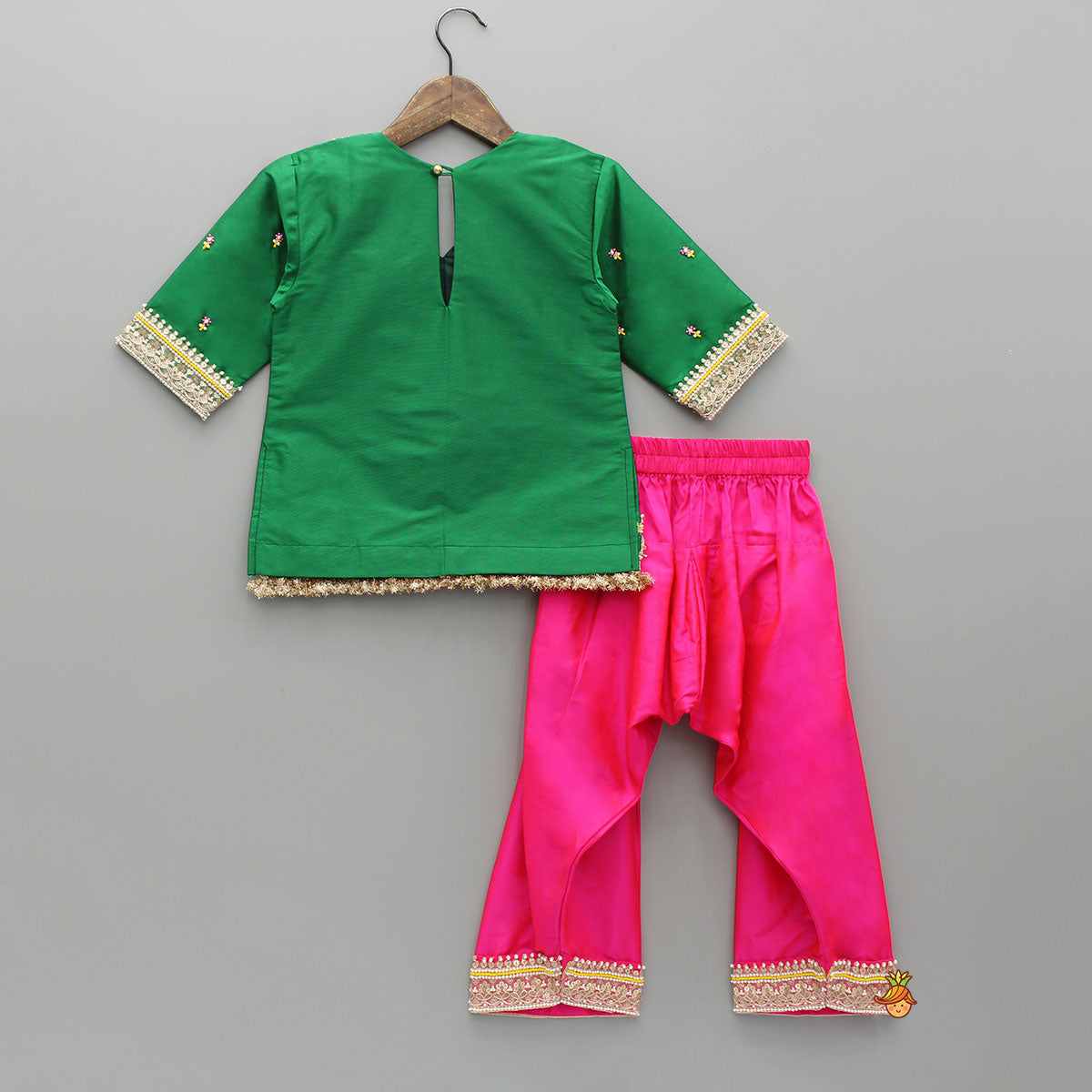 Beautiful Lace Work Green Kurti With Salwar And Dupatta